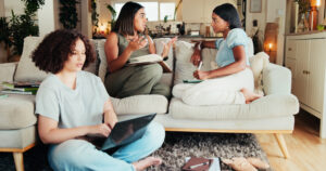 Holistic women's health approach - women in community discussion supporting each other's wellness journey