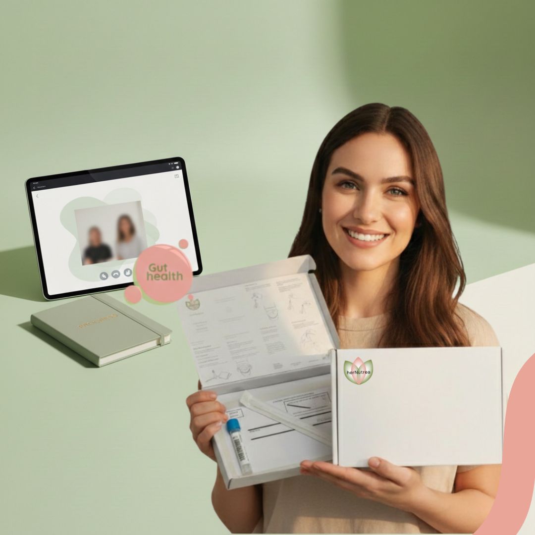 Gut microbiome test kit with online consultation and meal plan for women's digestive health